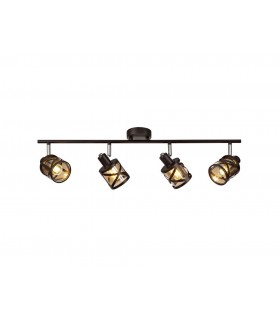 4 Light Bar Spotlight E14, Oiled Bronze, Polished Chrome, Amber - 1