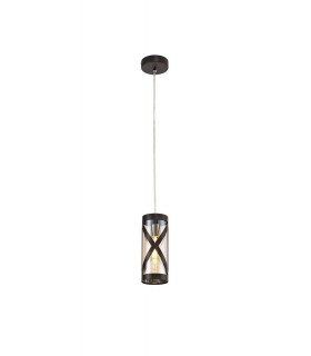 1 Light Ceiling Pendant E14, Oiled Bronze, Polished Chrome, Amber - 1