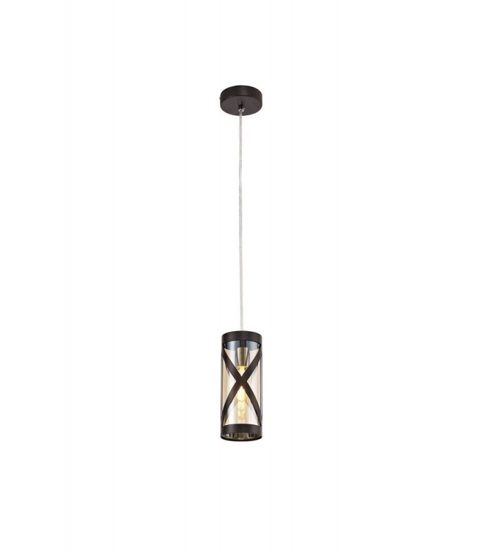 1 Light Ceiling Pendant E14, Oiled Bronze, Polished Chrome, Amber - 1