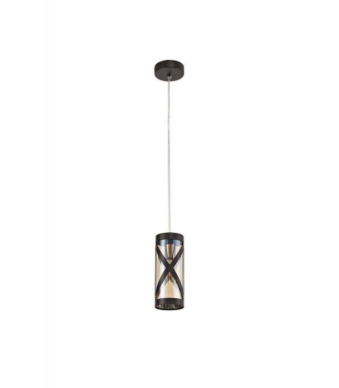 1 Light Ceiling Pendant E14, Oiled Bronze, Polished Chrome, Amber - 3