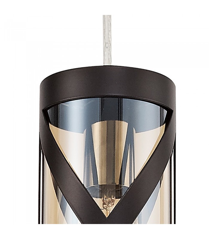 1 Light Ceiling Pendant E14, Oiled Bronze, Polished Chrome, Amber - 5