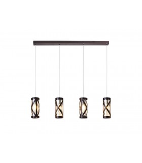 4 Light Bar Linear Ceiling Pendant E14, Oiled Bronze, Polished Chrome, Amber - 1
