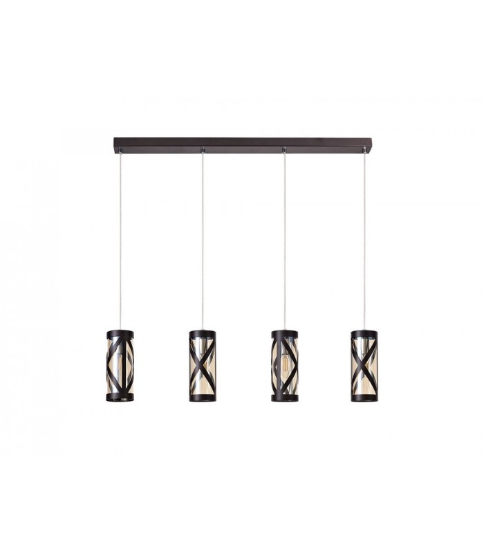 4 Light Bar Linear Ceiling Pendant E14, Oiled Bronze, Polished Chrome, Amber - 3