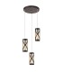 3 Light Round Ceiling Cluster Pendant E14, Oiled Bronze, Polished Chrome, Amber - 1