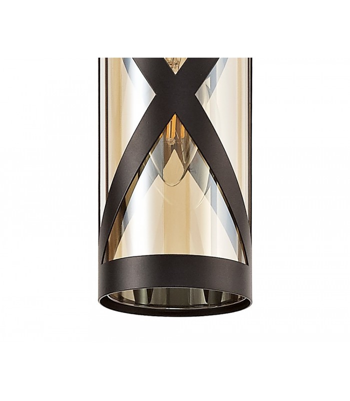 3 Light Round Ceiling Cluster Pendant E14, Oiled Bronze, Polished Chrome, Amber - 7