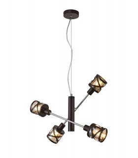4 Light  Adjustable Ceiling Pendant E14, Oiled Bronze, Polished Chrome, Amber - 1