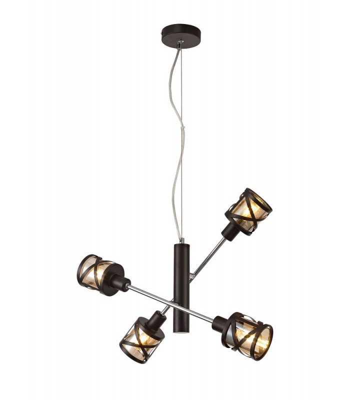 4 Light  Adjustable Ceiling Pendant E14, Oiled Bronze, Polished Chrome, Amber - 1