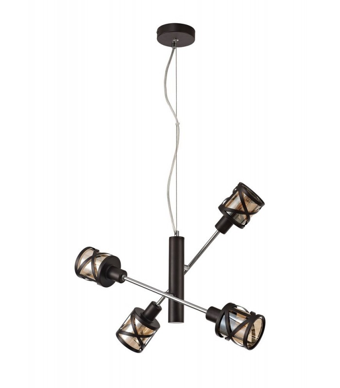 4 Light  Adjustable Ceiling Pendant E14, Oiled Bronze, Polished Chrome, Amber - 3