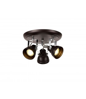 Adjustable Round Spotlight, 3 x GU10 (Max 10W LED), Oiled Bronze, Polished Chrome - 1