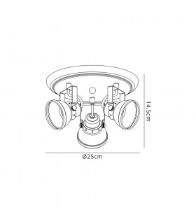 Adjustable Round Spotlight, 3 x GU10 (Max 10W LED), Oiled Bronze, Polished Chrome - 2