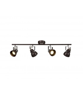Adjustable Bar Spotlight, 4 x GU10 (Max 10W LED), Oiled Bronze, Polished Chrome - 1