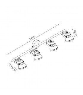 Adjustable Bar Spotlight, 4 x GU10 (Max 10W LED), Oiled Bronze, Polished Chrome - 2