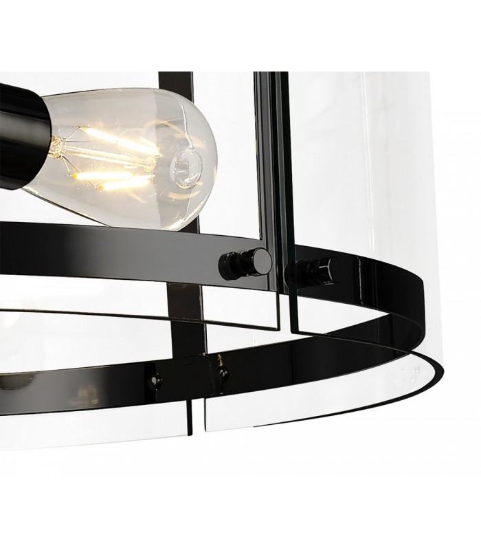 Cylindrical Ceiling Pendant, 4 Light E27, Matt Black - 8