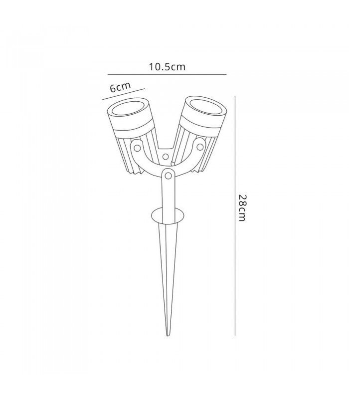 Twin Spike Light, 2 x 3W LED, 3000K, 420lm, 30 Degree, IP65, Grey, Black - 2