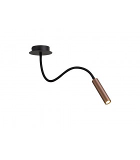 Semi Flush Ceiling, 1 Light Adjustable Arm, 1 x 5W LED, 3000K, 310lm, Black, Satin Copper - 1