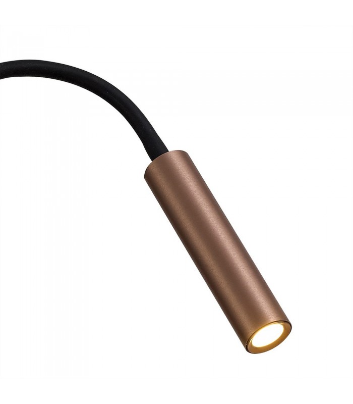 Semi Flush Ceiling, 1 Light Adjustable Arm, 1 x 5W LED, 3000K, 310lm, Black, Satin Copper - 6
