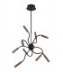 Sputnik Ceiling Pendant, 9 Light Adjustable Arms, 9 x 4W LED Dimmable, 3000K, 2250lm, Black, Satin Copper - 4