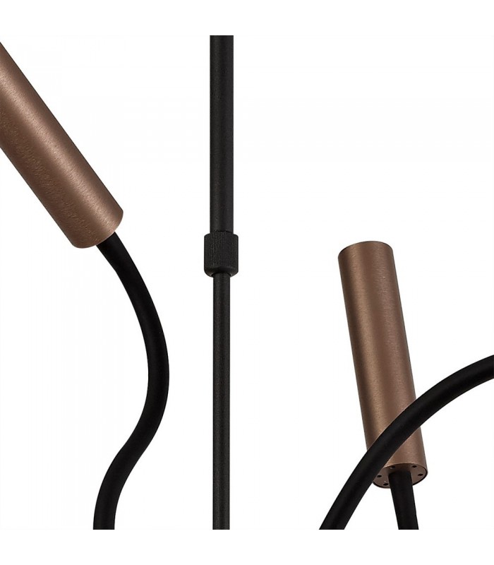 Sputnik Ceiling Pendant, 9 Light Adjustable Arms, 9 x 4W LED Dimmable, 3000K, 2250lm, Black, Satin Copper - 6