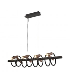 Linear Ceiling Pendant, 8 Light Adjustable Arms, 8 x 4W LED Dimmable, 3000K, 2000lm, Black, Satin Copper - 1