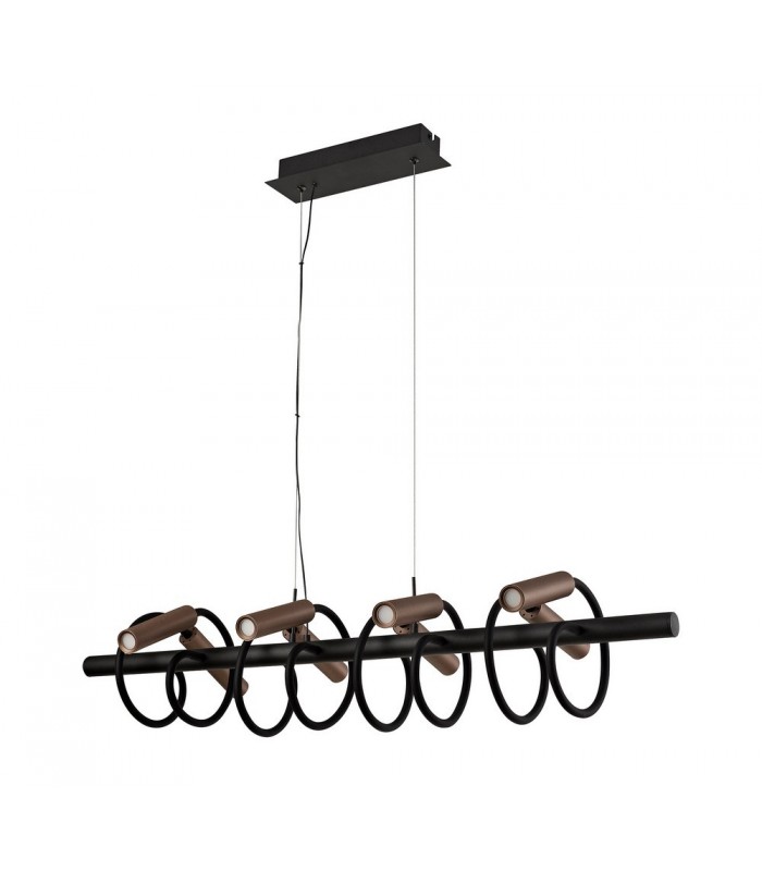 Linear Ceiling Pendant, 8 Light Adjustable Arms, 8 x 4W LED Dimmable, 3000K, 2000lm, Black, Satin Copper - 3