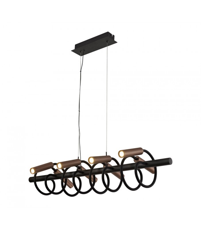 Linear Ceiling Pendant, 8 Light Adjustable Arms, 8 x 4W LED Dimmable, 3000K, 2000lm, Black, Satin Copper - 4