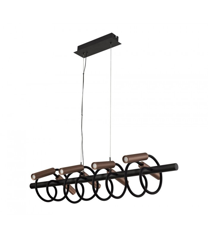 Linear Ceiling Pendant, 8 Light Adjustable Arms, 8 x 4W LED Dimmable, 3000K, 2000lm, Black, Satin Copper - 5