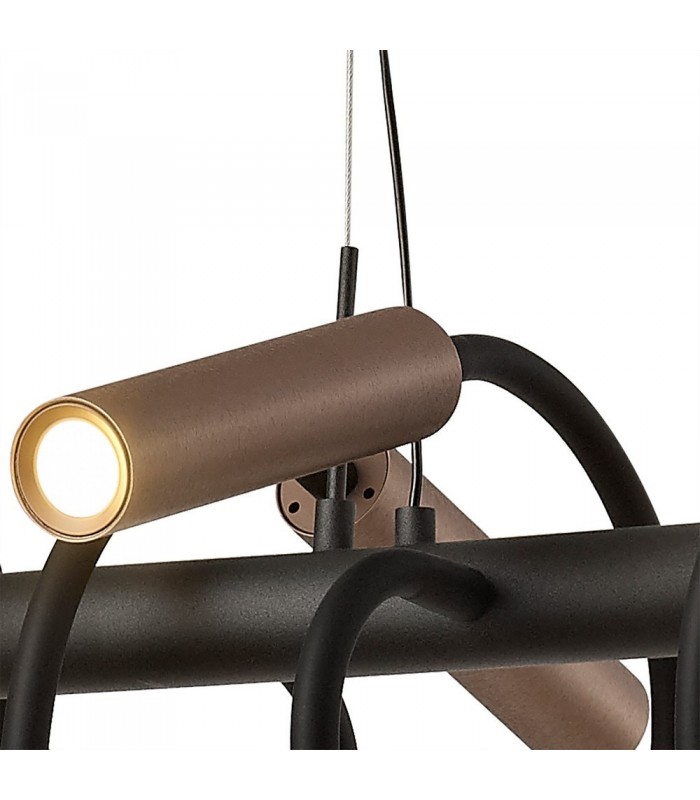 Linear Ceiling Pendant, 8 Light Adjustable Arms, 8 x 4W LED Dimmable, 3000K, 2000lm, Black, Satin Copper - 10