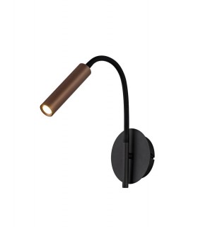 Wall Lamp, 1 Light Adjustable Switched, 1 x 5W LED, 3000K, 311lm, Black, Satin Copper - 1