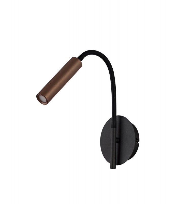 Wall Lamp, 1 Light Adjustable Switched, 1 x 5W LED, 3000K, 311lm, Black, Satin Copper - 3