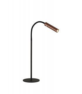 Table Lamp, 1 Light Adjustable Switched, 1 x 7W LED, 3000K, 436lm, Black, Satin Copper - 1