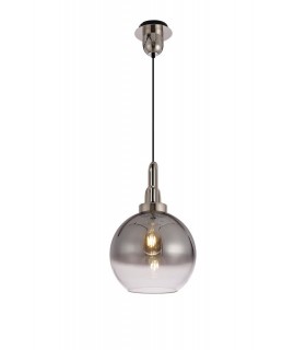 Dome Ceiling Pendant E27 With 30cm Globe Glass, Polished Nickel, Matt Black, Smoked, Clear - 1