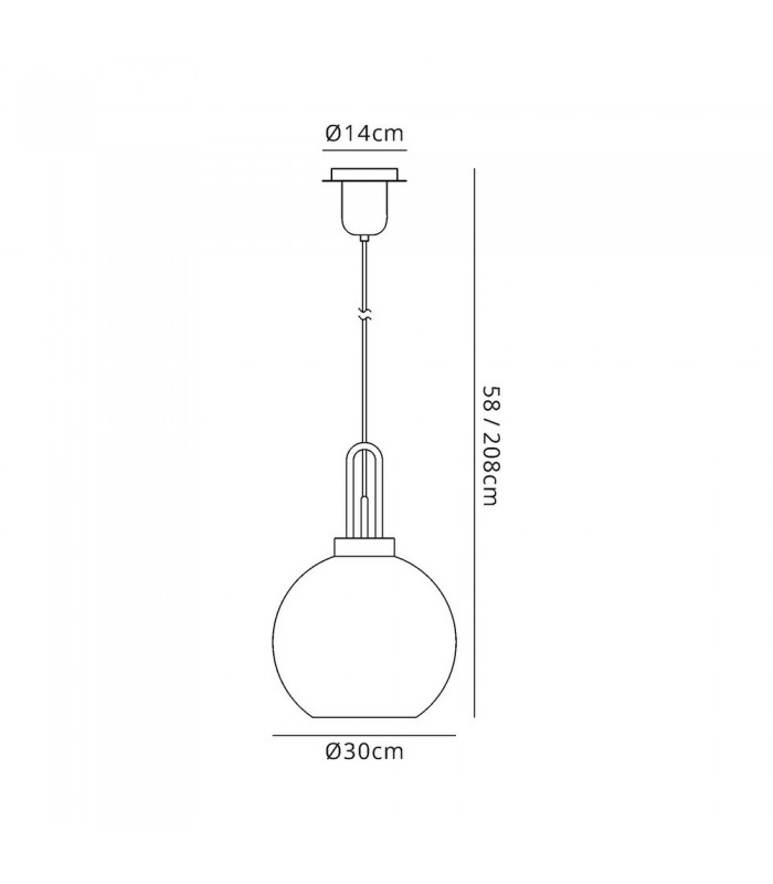 Dome Ceiling Pendant E27 With 30cm Globe Glass, Polished Nickel, Matt Black, Smoked, Clear - 2