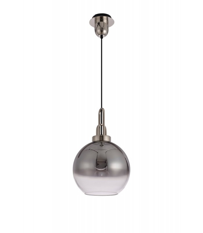 Dome Ceiling Pendant E27 With 30cm Globe Glass, Polished Nickel, Matt Black, Smoked, Clear - 3