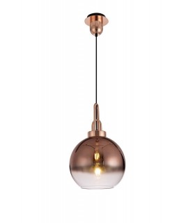 Dome Ceiling Pendant E27 With 30cm Globe Glass, Copper, Matt Black, Clear - 1