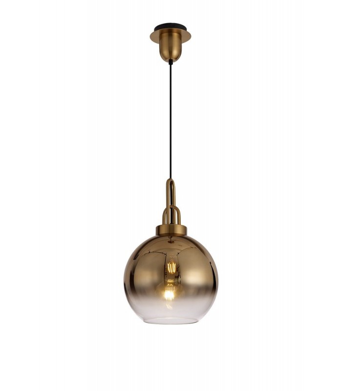 Dome Ceiling Pendant E27 With 30cm Globe Glass, Brass Gold, Matt Black, Clear - 1