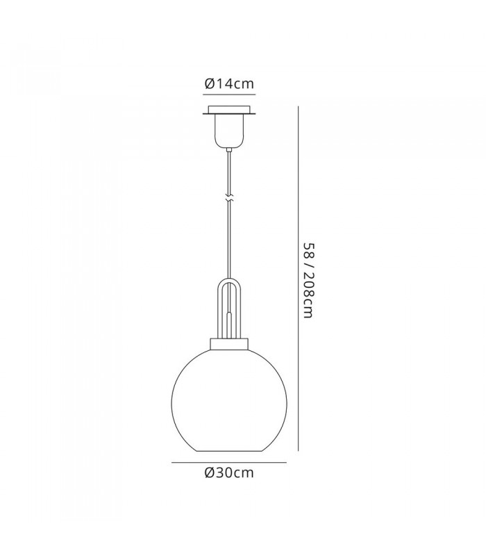 Dome Ceiling Pendant E27 With 30cm Globe Glass, Brass Gold, Matt Black, Clear - 2