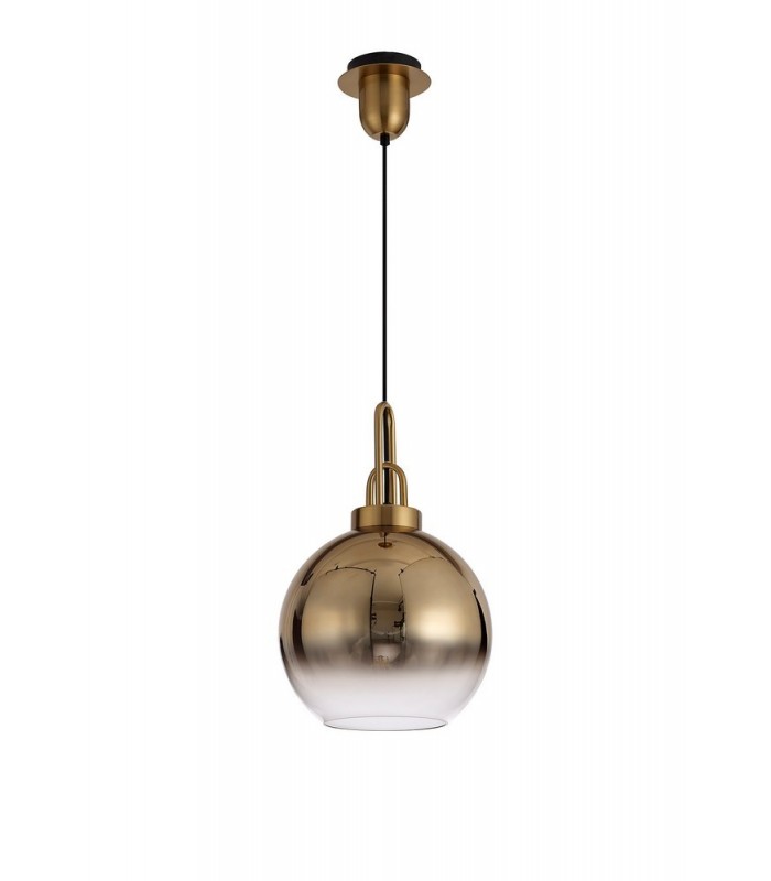 Dome Ceiling Pendant E27 With 30cm Globe Glass, Brass Gold, Matt Black, Clear - 3