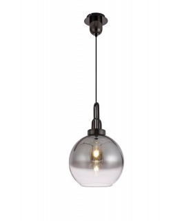 Dome Ceiling Pendant E27 With 30cm Globe Glass, Black Chrome, Matt Black, Smoked, Clear - 1