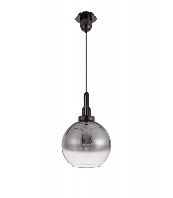 Dome Ceiling Pendant E27 With 30cm Globe Glass, Black Chrome, Matt Black, Smoked, Clear - 3