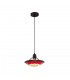 1 Light Ceiling Pendant E27 With 35cm Tiffany Shade, Red, Clear Crystal Centre, Aged Antique Brass Trim, Black - 3