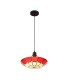 1 Light Ceiling Pendant E27 With 35cm Tiffany Shade, Red, Clear Crystal Centre, Aged Antique Brass Trim, Black - 5