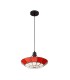 1 Light Ceiling Pendant E27 With 35cm Tiffany Shade, Red, Clear Crystal Centre, Aged Antique Brass Trim, Black - 6