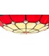 1 Light Ceiling Pendant E27 With 35cm Tiffany Shade, Red, Clear Crystal Centre, Aged Antique Brass Trim, Black - 10