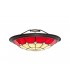 1 Light Ceiling Pendant E27 With 35cm Tiffany Shade, Red, Clear Crystal Centre, Aged Antique Brass Trim, Black - 11