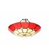 1 Light Ceiling Pendant E27 With 35cm Tiffany Shade, Red, Clear Crystal Centre, Aged Antique Brass Trim, Black - 12