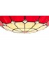 1 Light Ceiling Pendant E27 With 35cm Tiffany Shade, Red, Clear Crystal Centre, Aged Antique Brass Trim, Black - 14