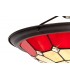 1 Light Ceiling Pendant E27 With 35cm Tiffany Shade, Red, Clear Crystal Centre, Aged Antique Brass Trim, Black - 15