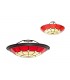 1 Light Ceiling Pendant E27 With 35cm Tiffany Shade, Red, Clear Crystal Centre, Aged Antique Brass Trim, Black - 20