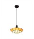 1 Light Ceiling Pendant E27 With 35cm Tiffany Shade, Beige, Clear Crystal Centre, Aged Antique Brass Trim, Black - 5