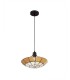 1 Light Ceiling Pendant E27 With 35cm Tiffany Shade, Beige, Clear Crystal Centre, Aged Antique Brass Trim, Black - 6